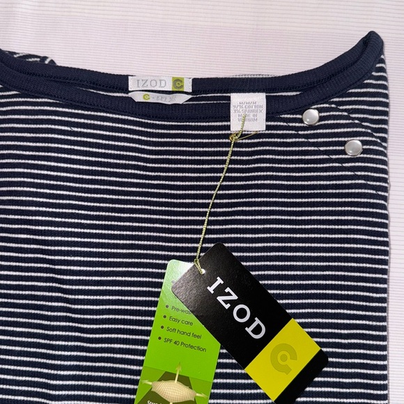 🏌️‍♀️🎾 NWT IZOD golf/tennis G-Flex SPF40 top blue white stripe M - Picture 7 of 11
